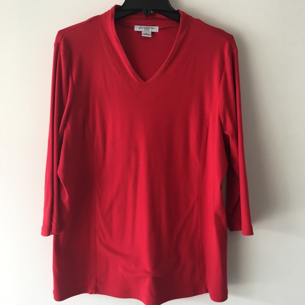 3/4 sleeve Liz Claiborne Red top